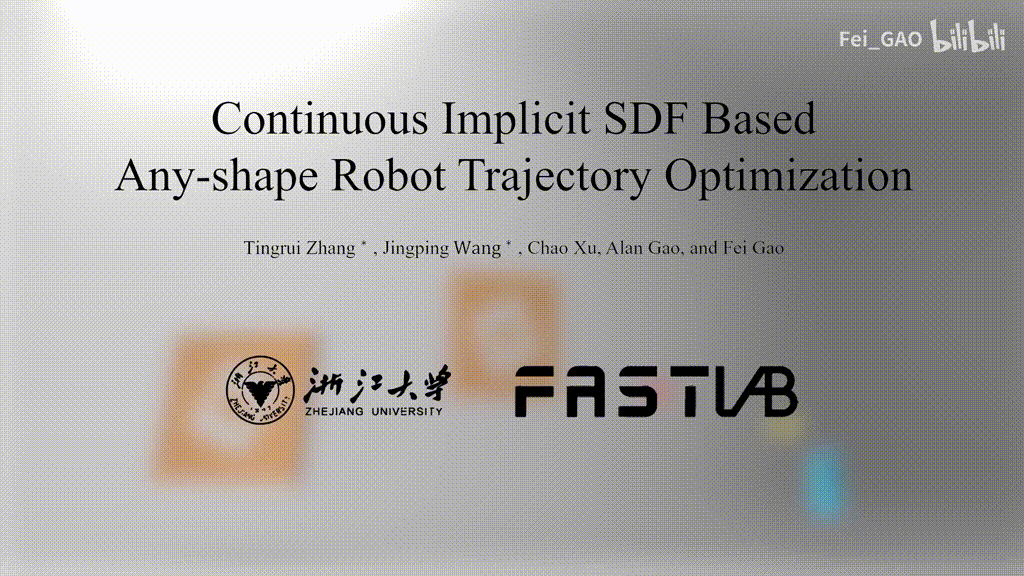Continuous Implicit SDF Based Any-Shape Robot Trajectory Optimization